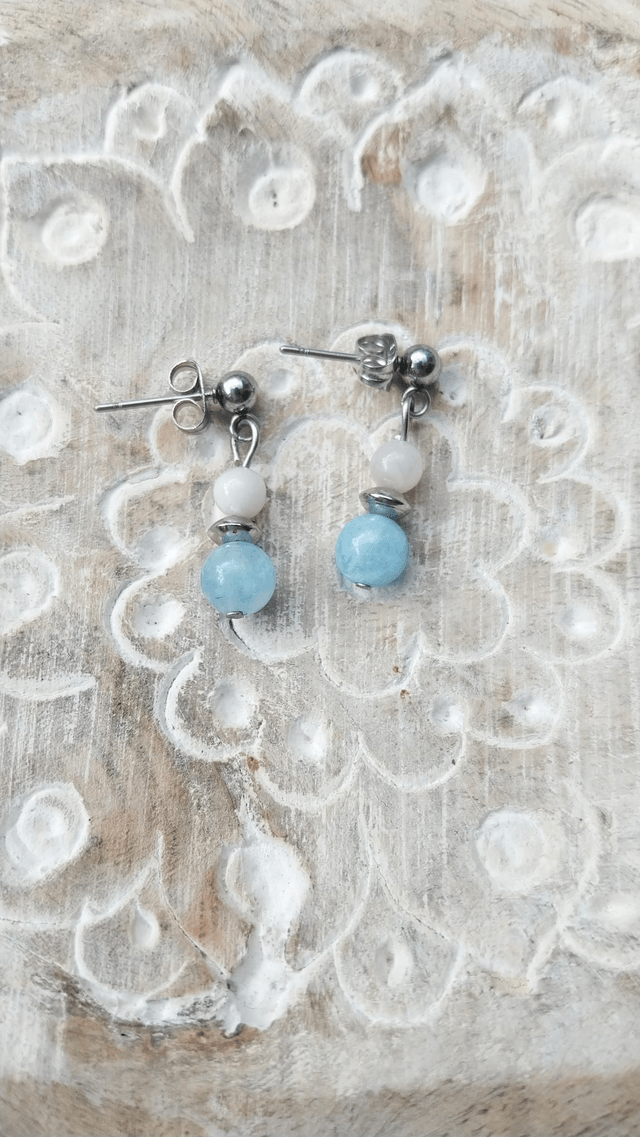 Boucles en Aigue-Marine et Pierre de Lune