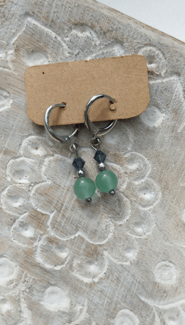 Boucles en Aventurine et verre de bohême 