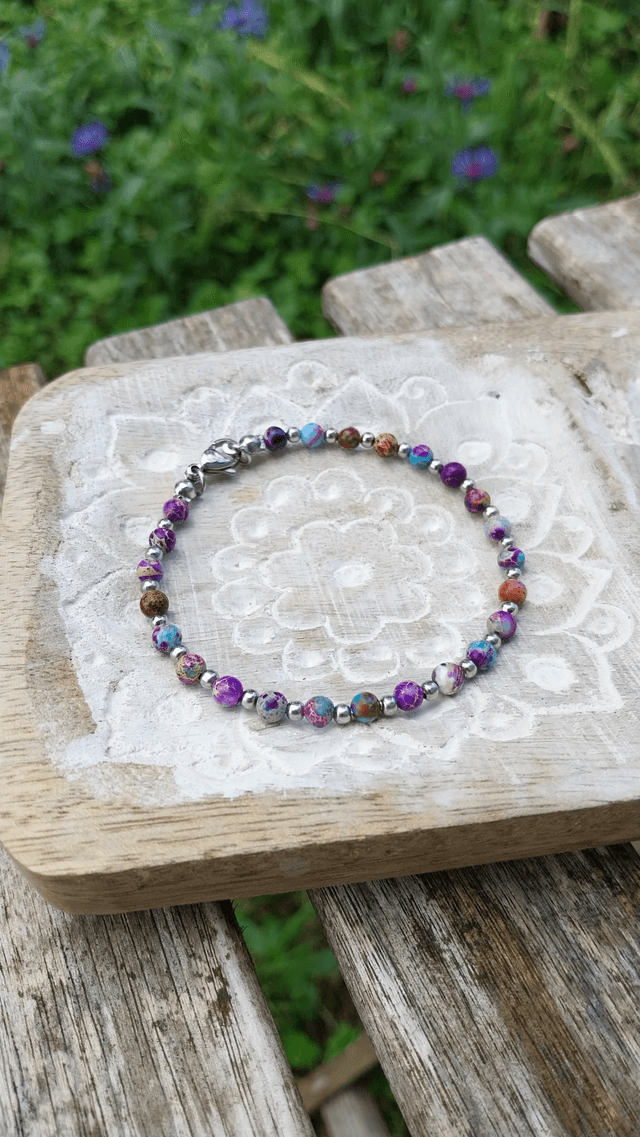 Bracelet en Jaspe de sédiments de mer et acier inoxydable 
