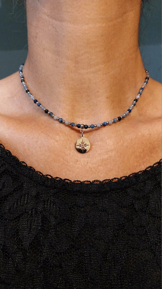 Collier en pierres d'Aventurine bleue et Lapis-Lazuli