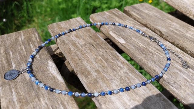 Collier en pierres d'Aventurine bleue et Lapis-Lazuli
