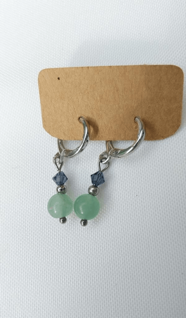 Boucles en Aventurine et verre de bohême 