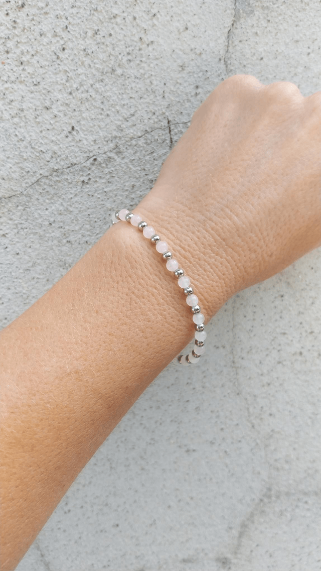 Bracelet en Quartz Rose et acier inoxydable 