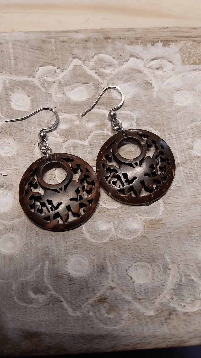 Boucles d'oreilles en bois de coco