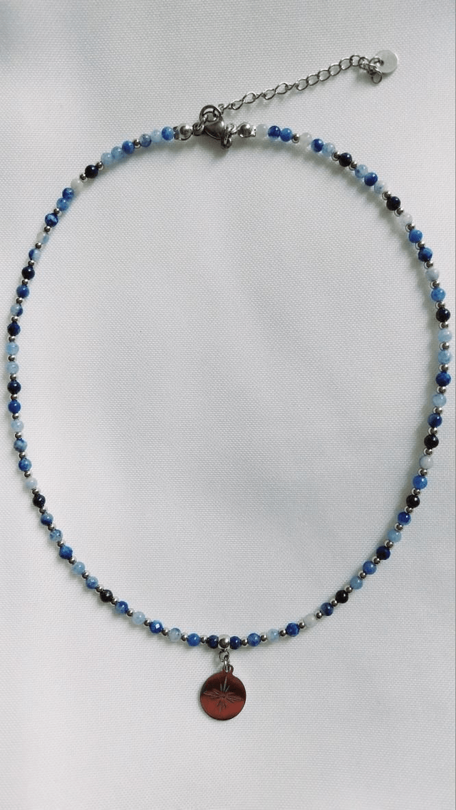 Collier en pierres d'Aventurine bleue et Lapis-Lazuli