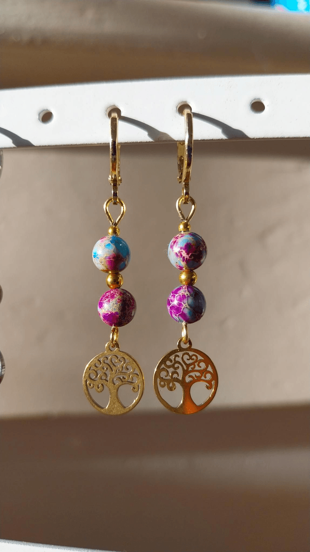 Boucles "arbre de vie" et Jaspe de sédiments de mer