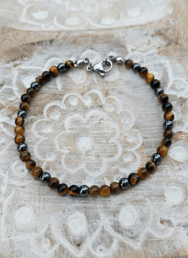 Bracelet en Oeil de tigre et Hematite