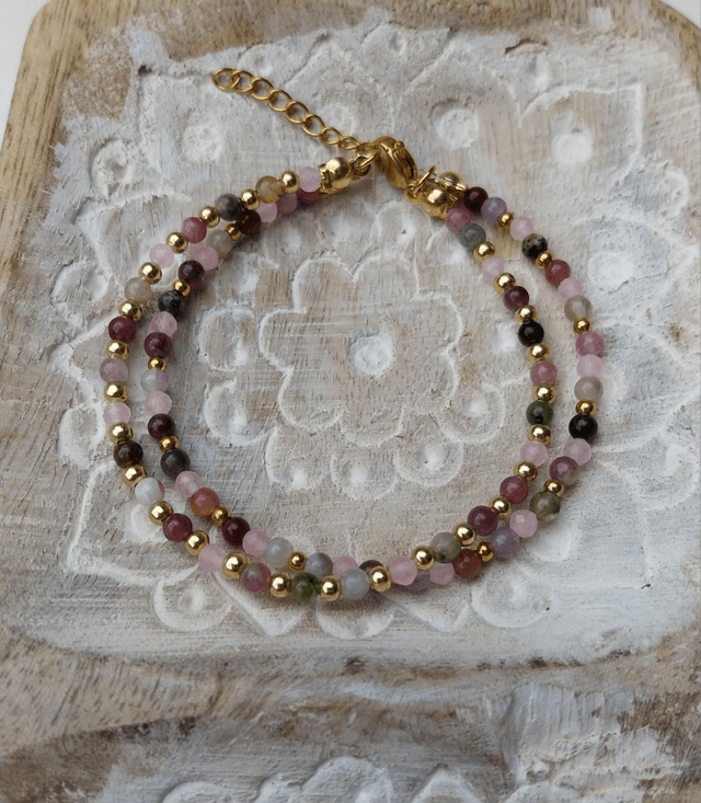 Bracelet en Tourmaline et Quartz rose