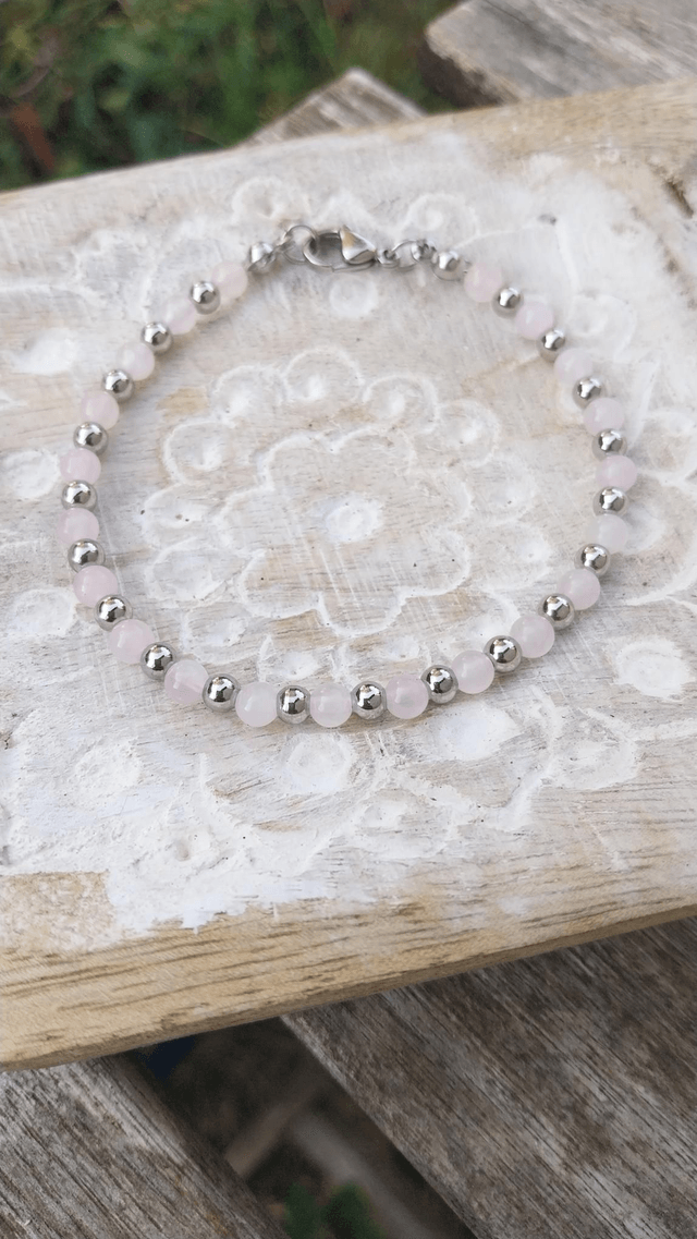 Bracelet en Quartz Rose et acier inoxydable 