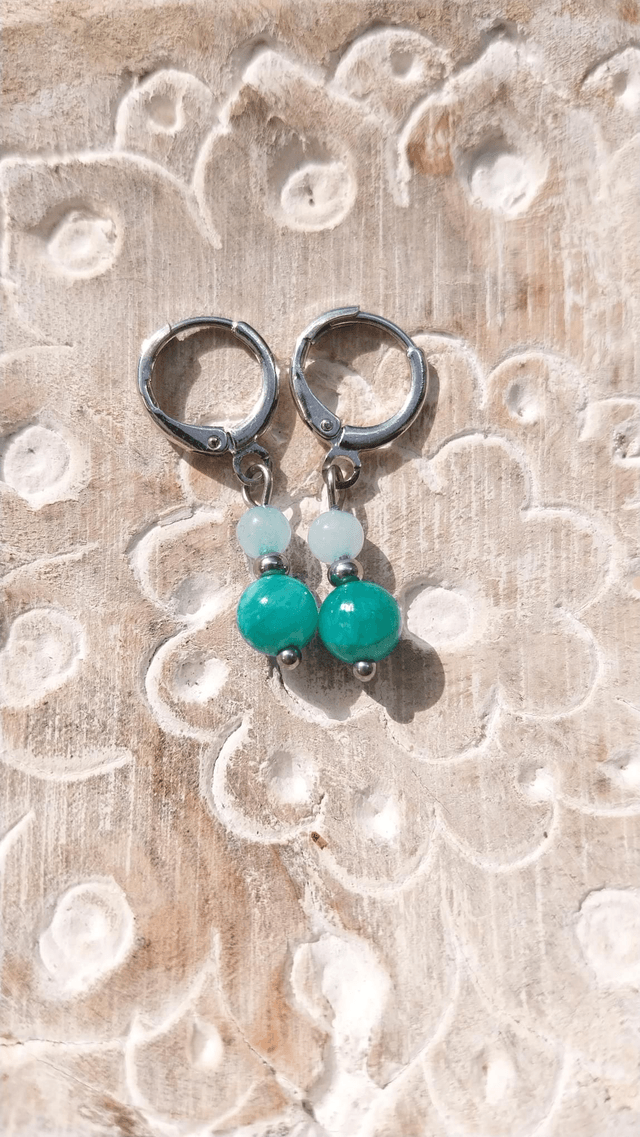 Boucles en Jade et Amazonite