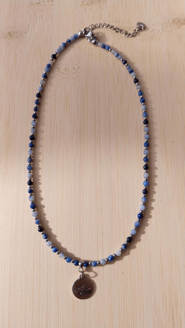 Collier en pierres d'Aventurine bleue et Lapis-Lazuli