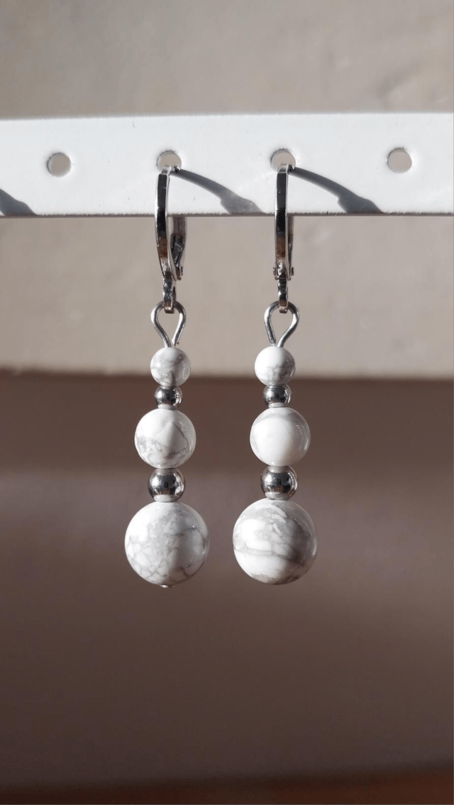 Boucles 3 perles en pierres naturelles