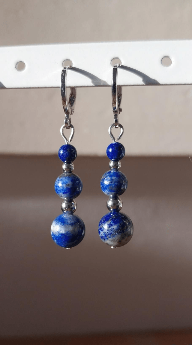 Boucles 3 perles en pierres naturelles
