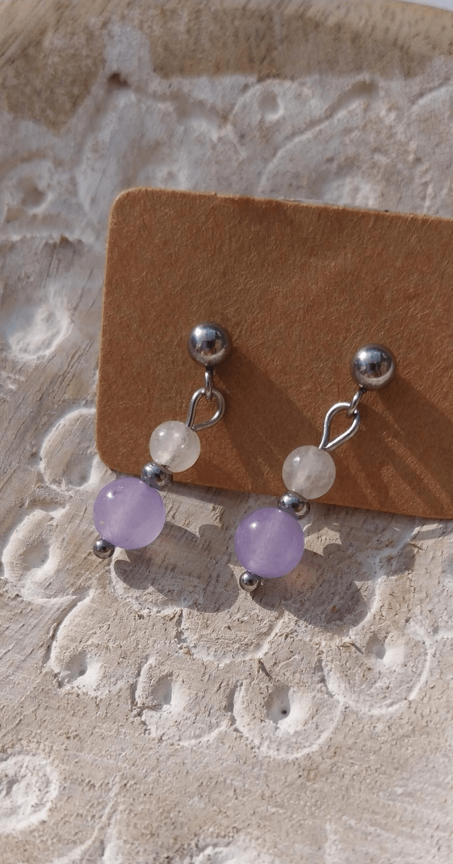 Boucles en Jade et Quartz rose