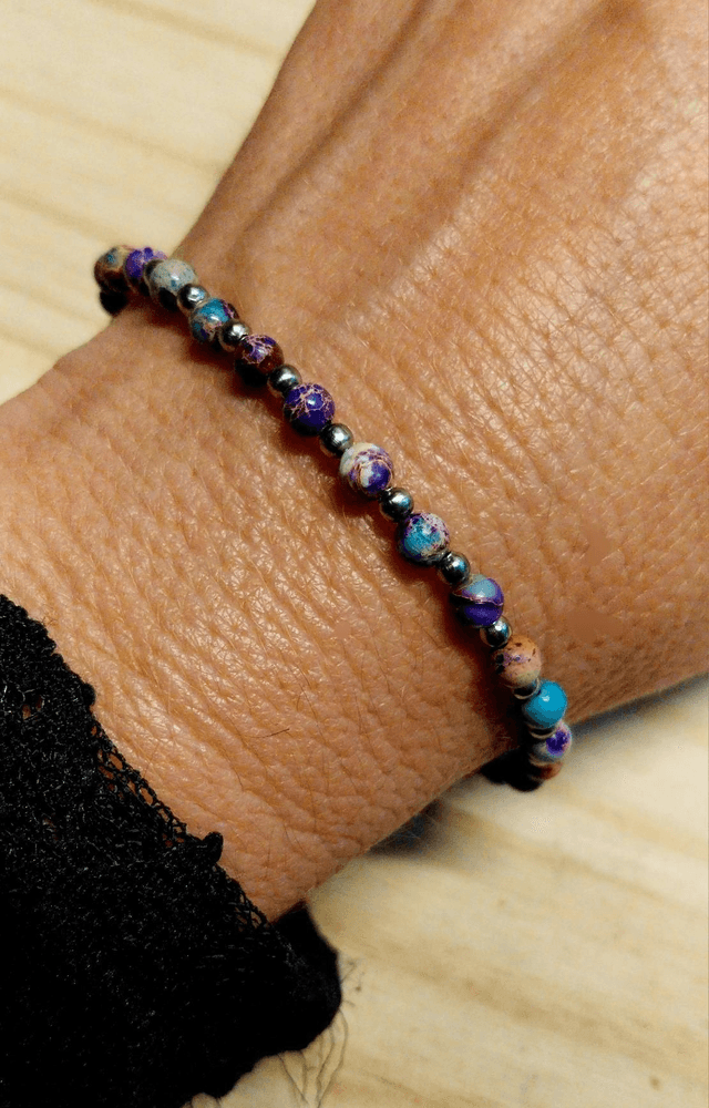 Bracelet en Jaspe de sédiments de mer et acier inoxydable 