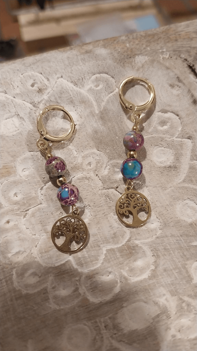 Boucles "arbre de vie" et Jaspe de sédiments de mer