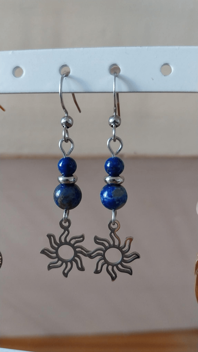 Boucles "Soleil" en Lapis Lazuli et acier inoxydable 