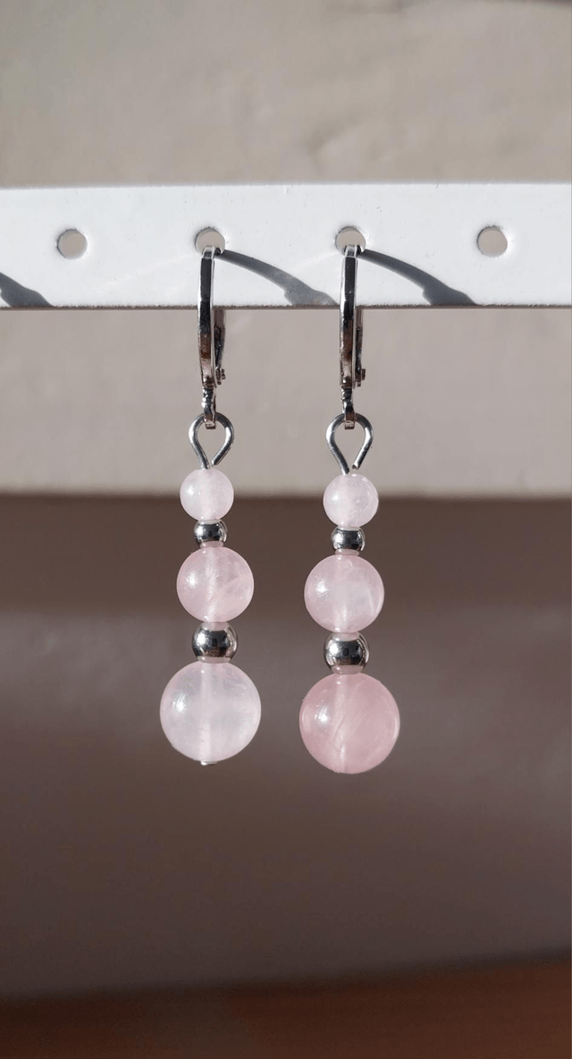 Boucles 3 perles en pierres naturelles