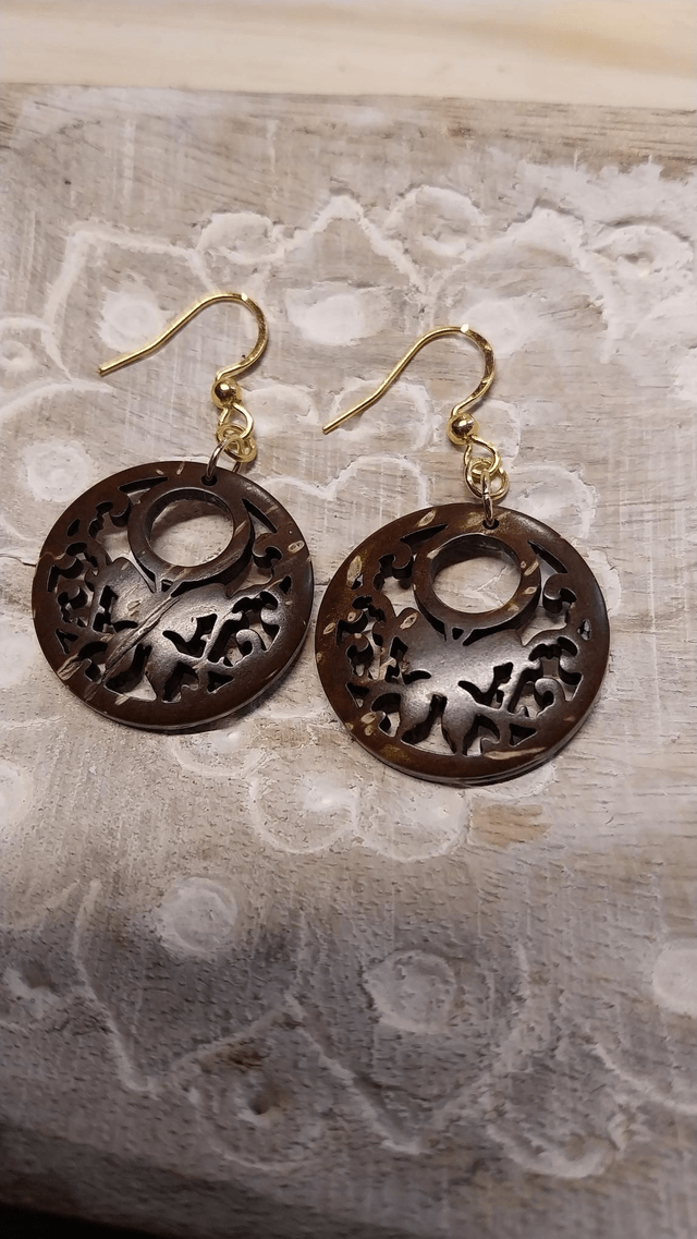 Boucles d'oreilles en bois de coco