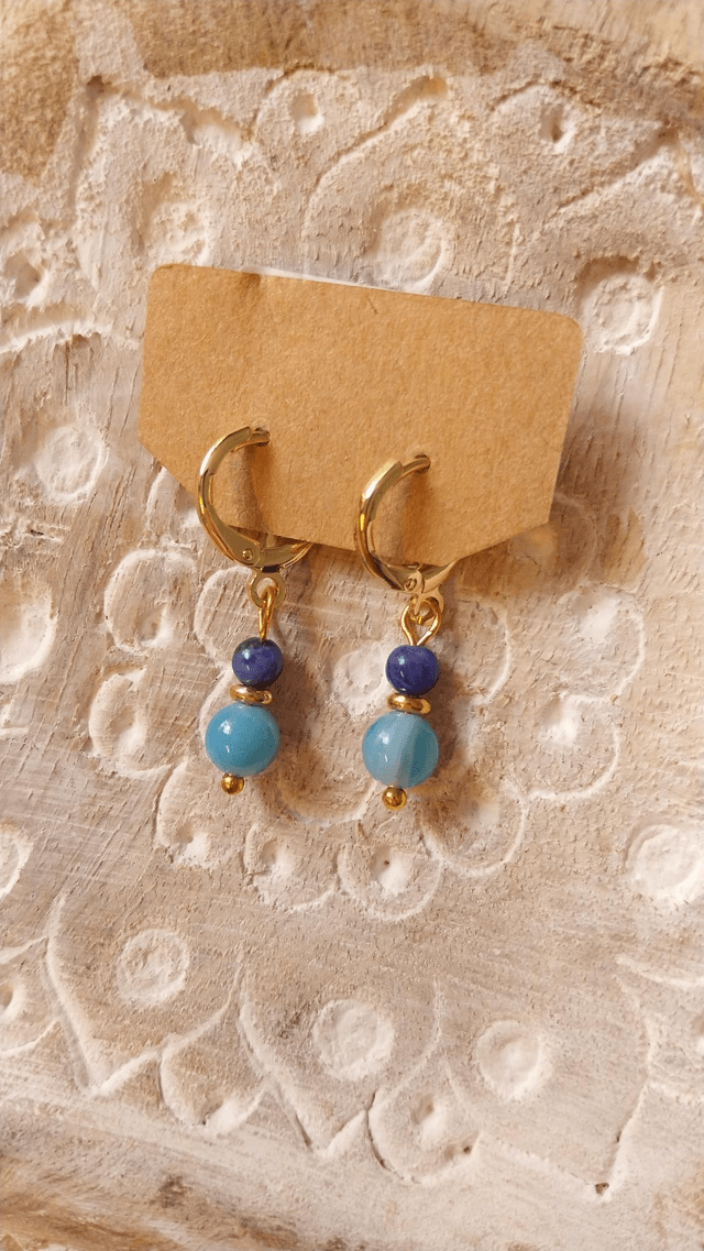 Boucles en Agathe et Sodalite 