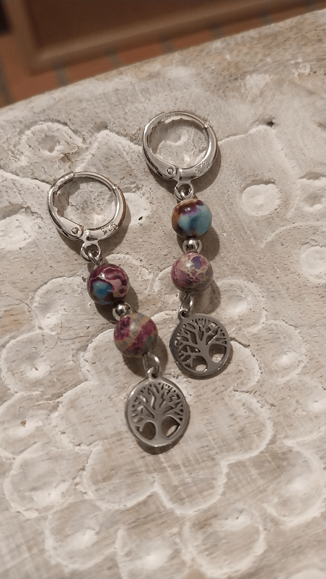 Boucles "arbre de vie" et Jaspe de sédiments de mer