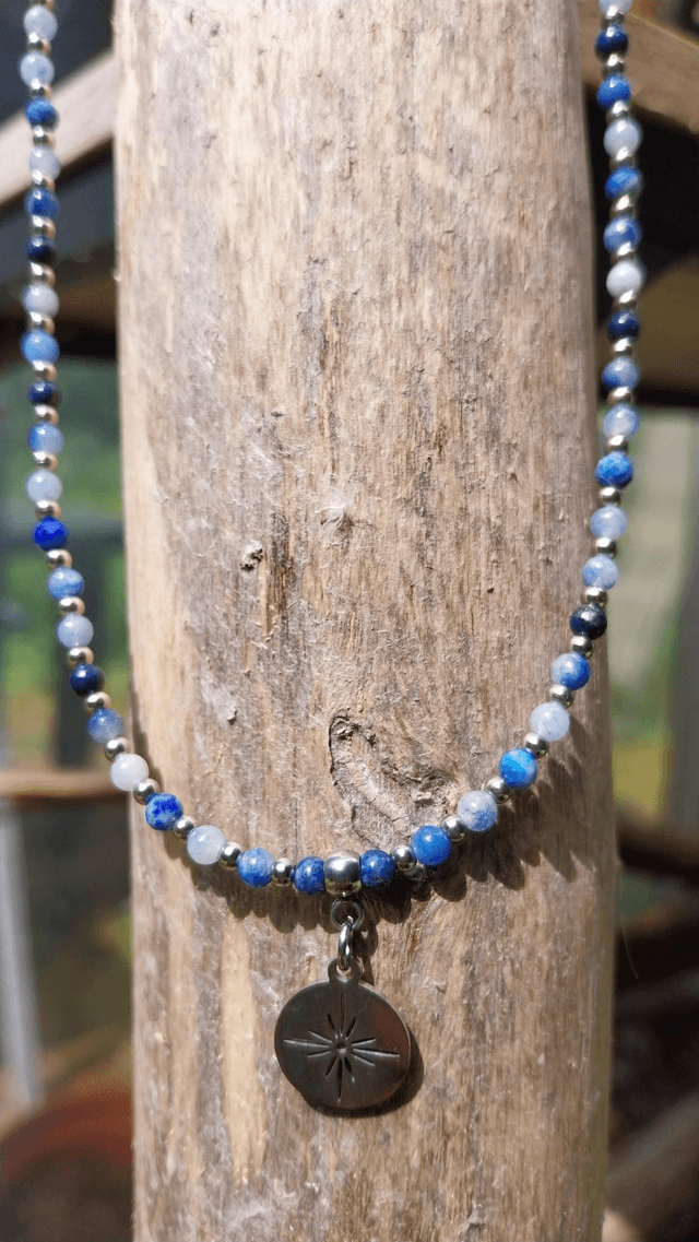 Collier en pierres d'Aventurine bleue et Lapis-Lazuli
