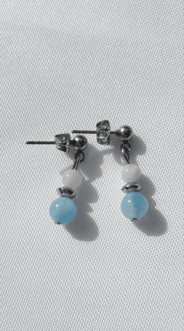 Boucles en Aigue-Marine et Pierre de Lune