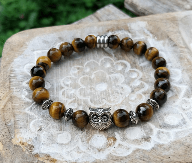 Bracelet &quot;hibou&quot; en Oeil de tigre 