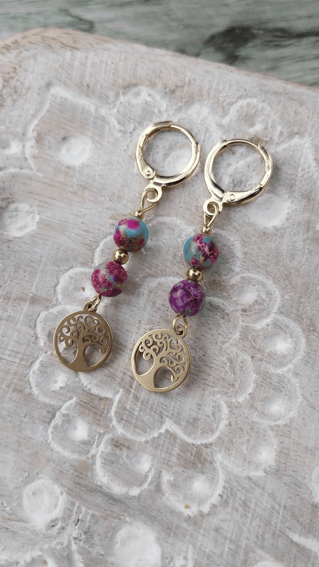 Boucles &quot;arbre de vie&quot; et Jaspe de sédiments de mer